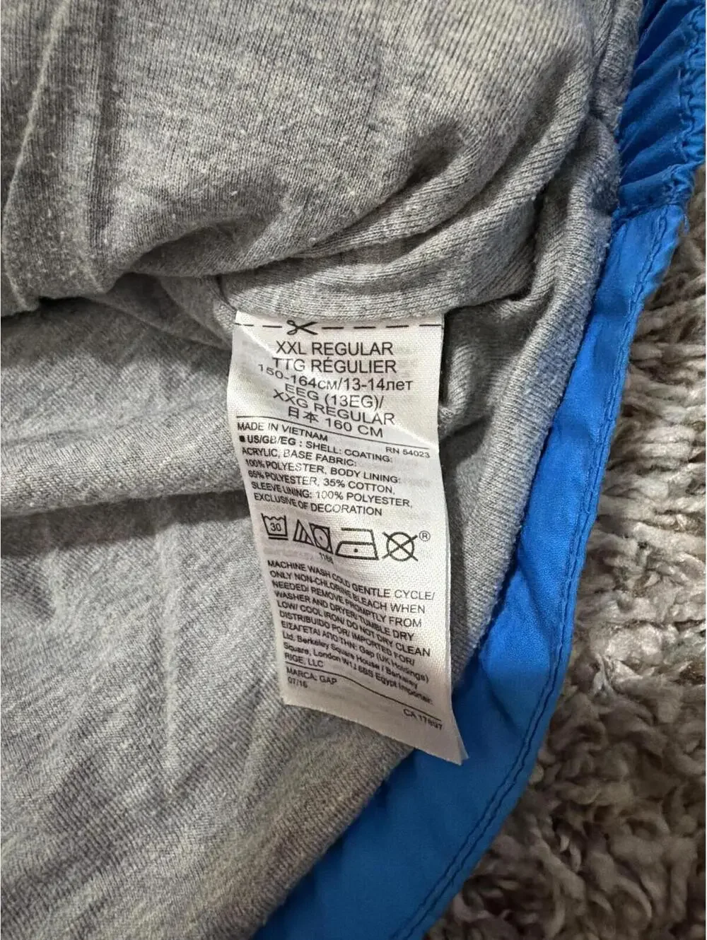 Gap Kids XXL Blue Hooded Jacket with Zipper Pockets